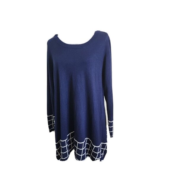 Pina Rossi Navy & White Pullover Long Sleeve Sweater, Size 3X - Picture 2 of 7